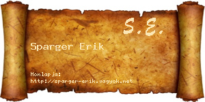 Sparger Erik névjegykártya
